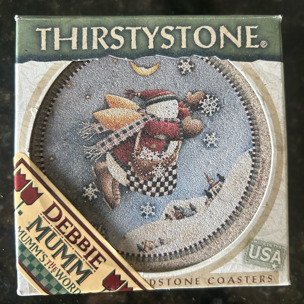 Vintage ThirstyStone Coaster ‎ Sandstone Snowman Christmas New